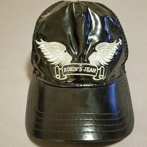 ROBIN'S JEAN black 100% poly hat, great condition